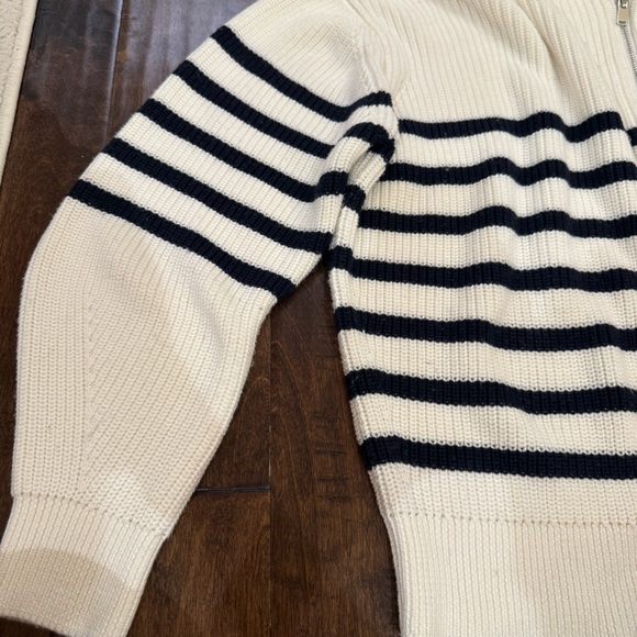 COS Wool and Cotton Half-Zip Jumper Quarter Zip Sweater Black Cream size Large - Picture 6 of 9